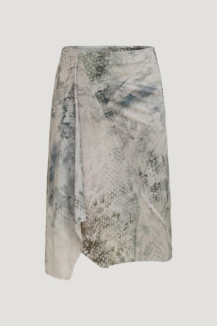 Asymmetric Draped Midi Skirt Blue Snakeskin large