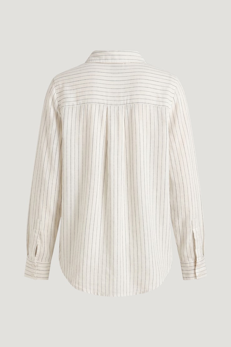 Isla Oversized Linen Shirt White / Grey Stripes large