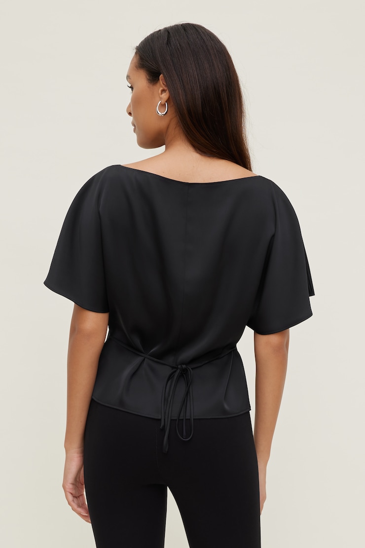 Farra Satin Blouse Jet Black large