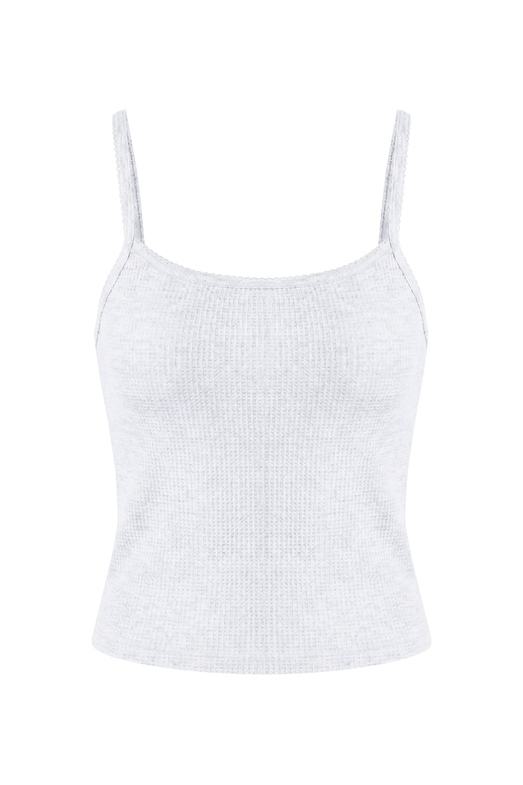 Waffle Cami Top, Spring Grey Mix, large