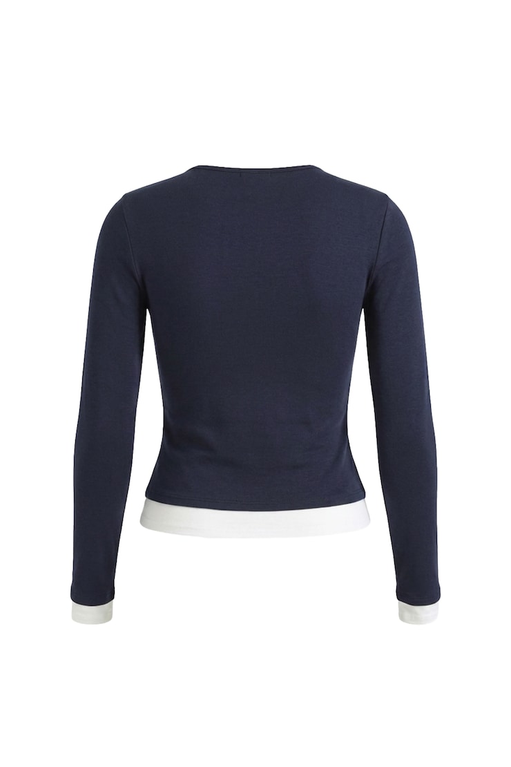 SnatchRib Double Layer Longsleeve Top, Naughty Navy Blue/Bright White, large