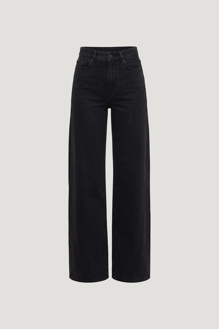 Harlow Ultra High Rise Wide Leg Jeans Granite Black large