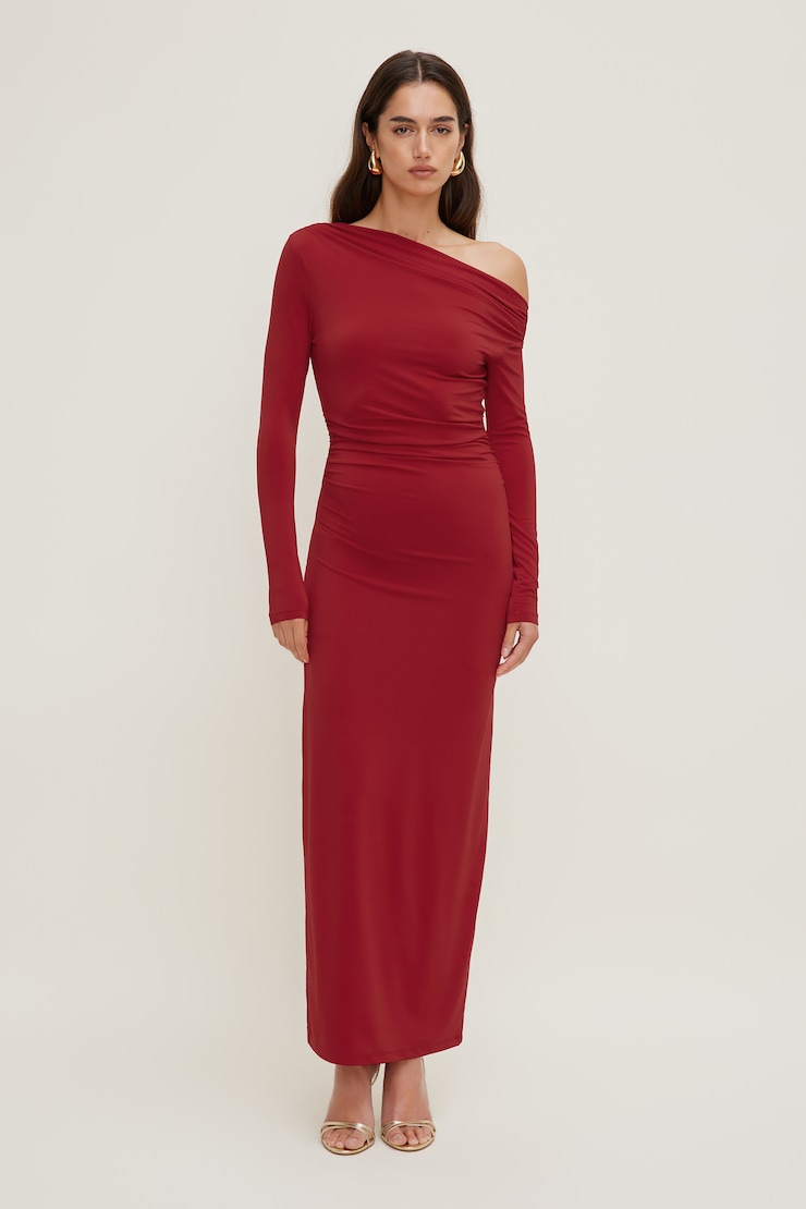 Sculpt Long Sleeve Maxi Dress CHILI PEPPER large