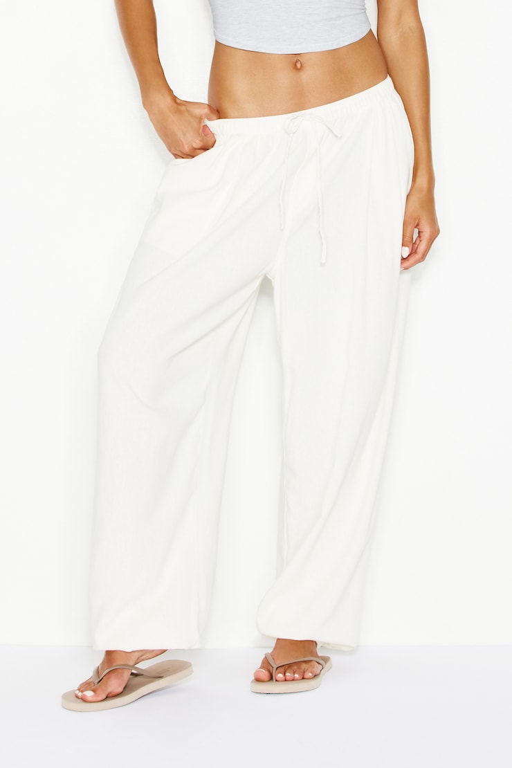 Linen Balloon Pants, Snow White, large