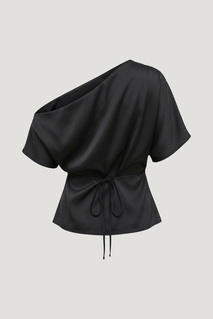 Alexa Satin Blouse Jet Black large