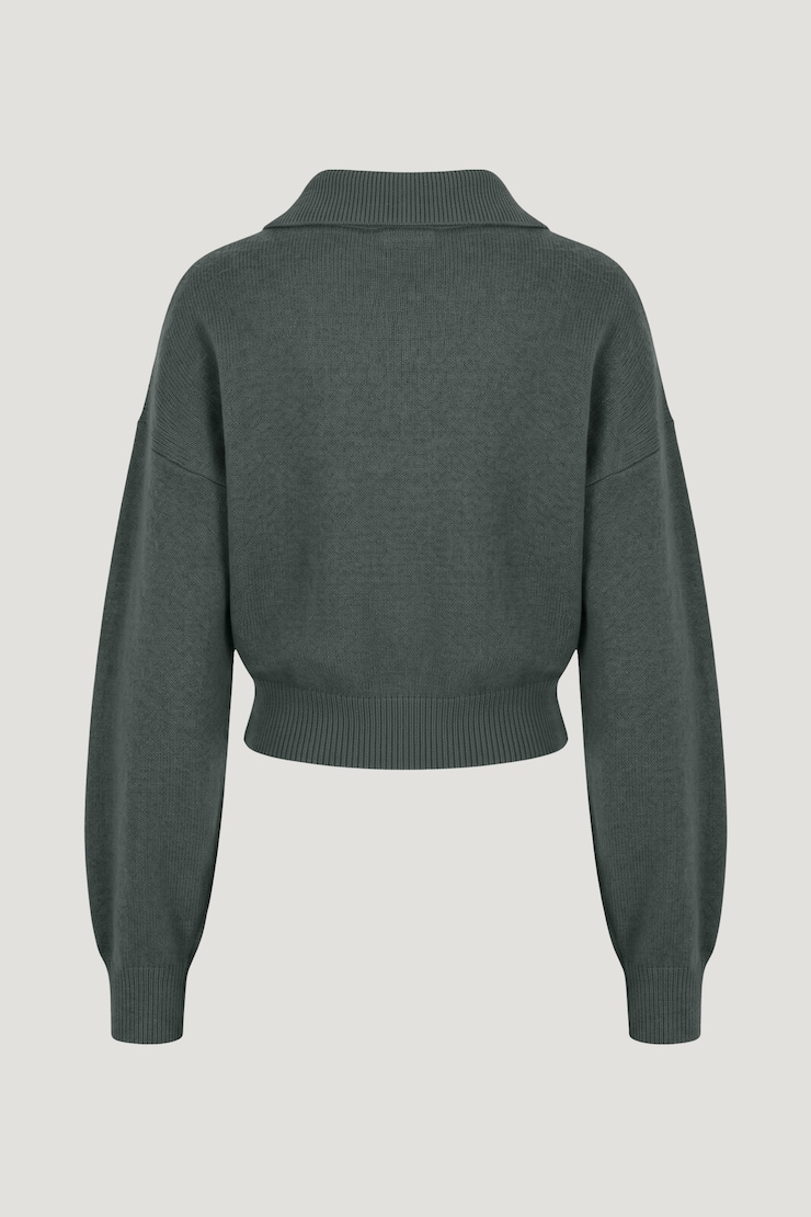 Audrey Cinched Polo Sweater Urban Chic Green large