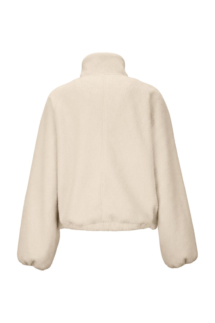 Sherpa Mixed Media Half Zip Jacket, Perfect Pearl Off-White, large