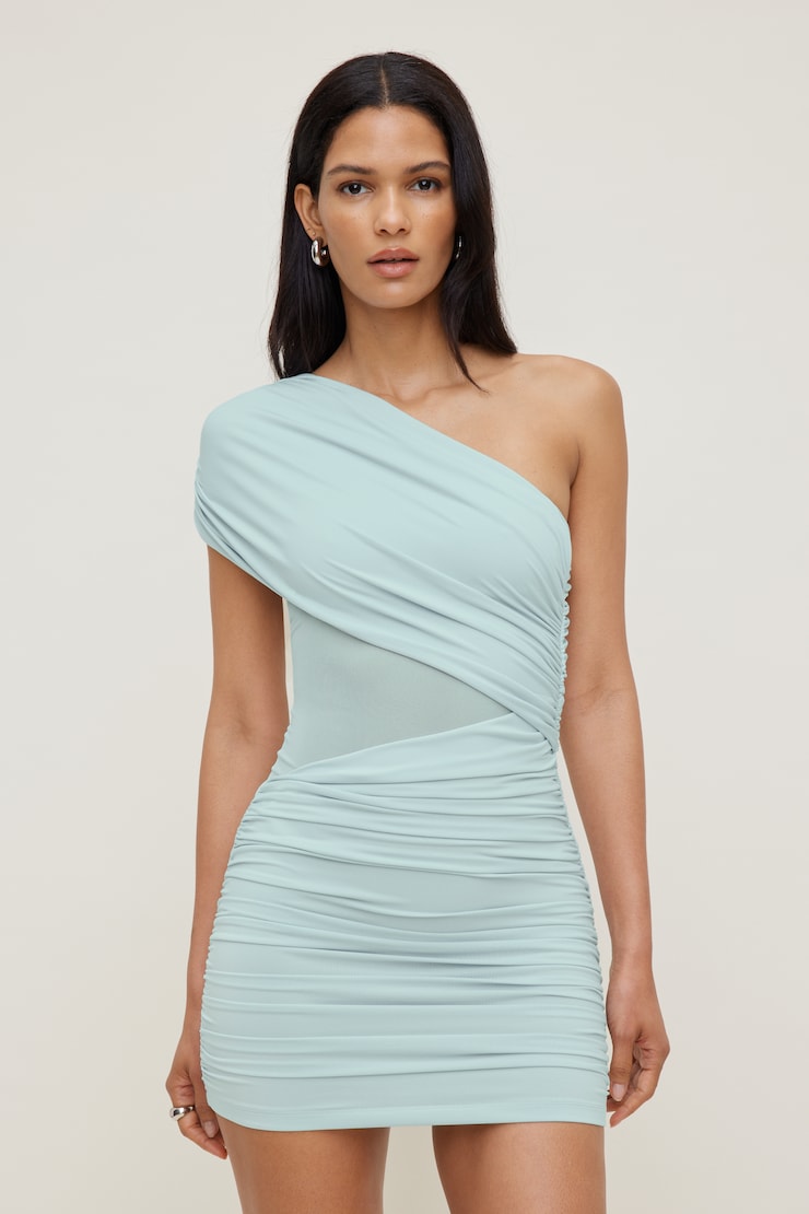 Sculpt Draped Mini Dress Wan Blue large