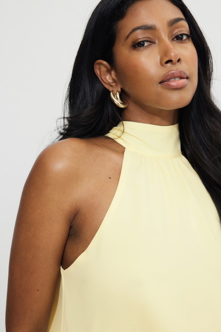 Blouse licou bouffant Jaune double-crème large