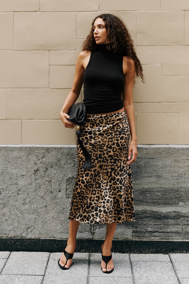 Delila Satin Midi Skirt