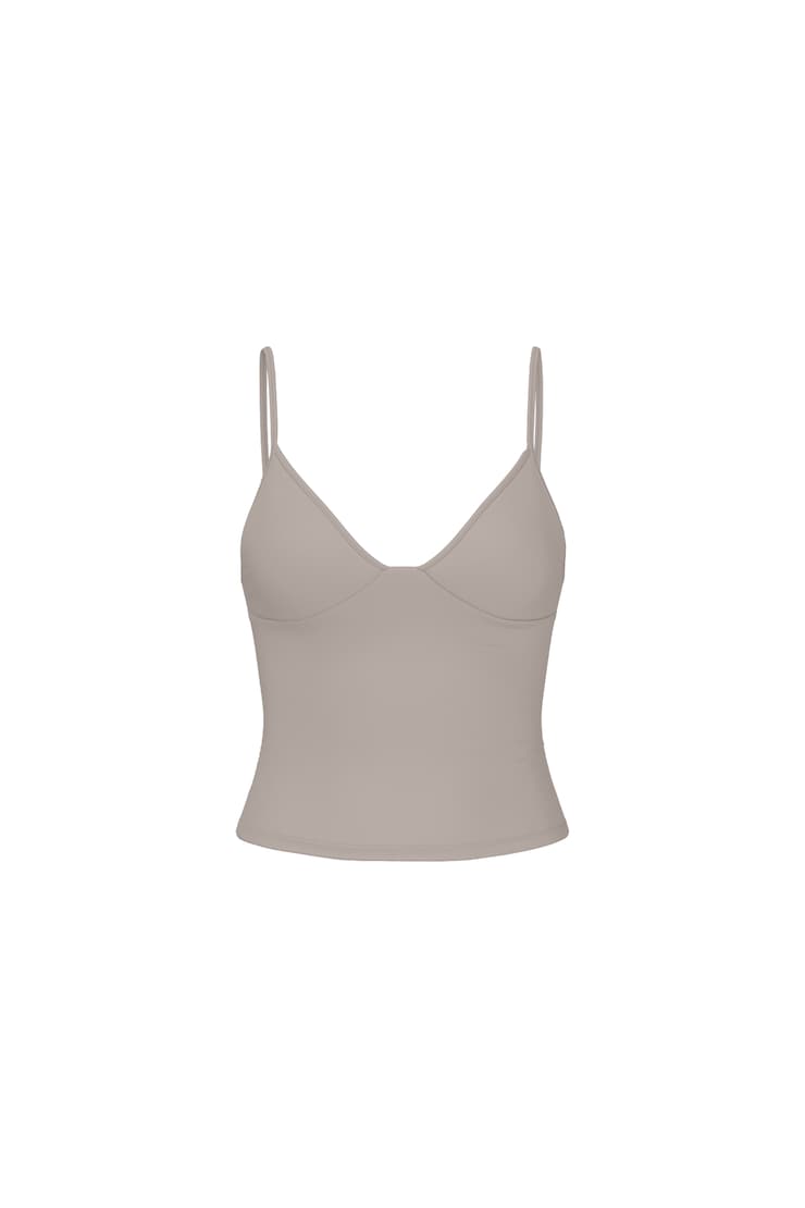 Active Plunge Cami Top, Satellite Beige, large