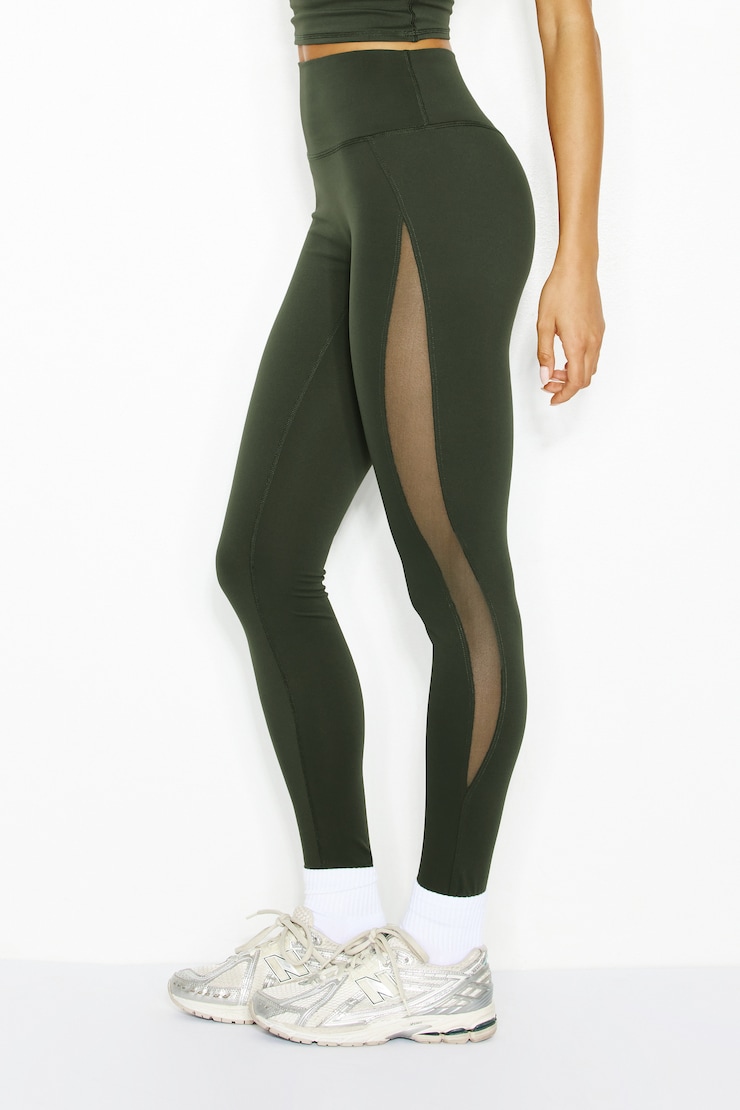 Active Mesh Leggings, Olive Obsession, large