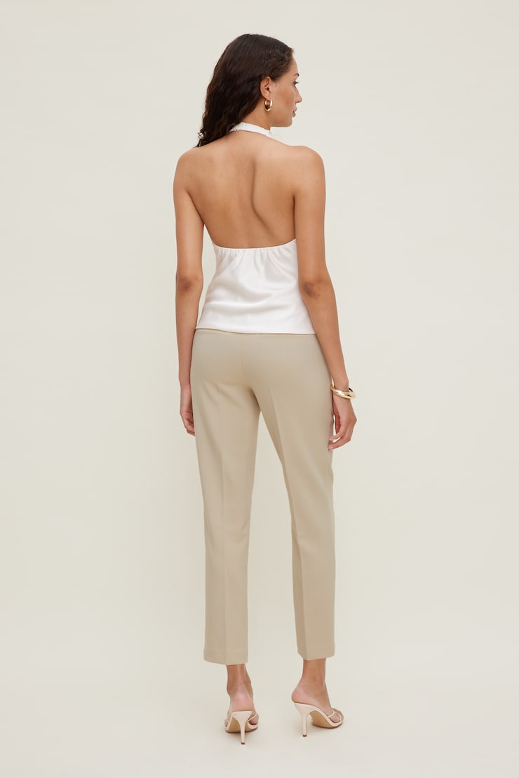 High Rise Slim Fit Pants Warm Oats Beige large