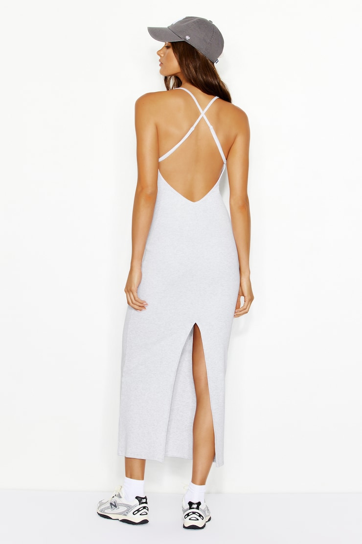 Maxi Low Back Cami Dress, Spring Grey Mix, large