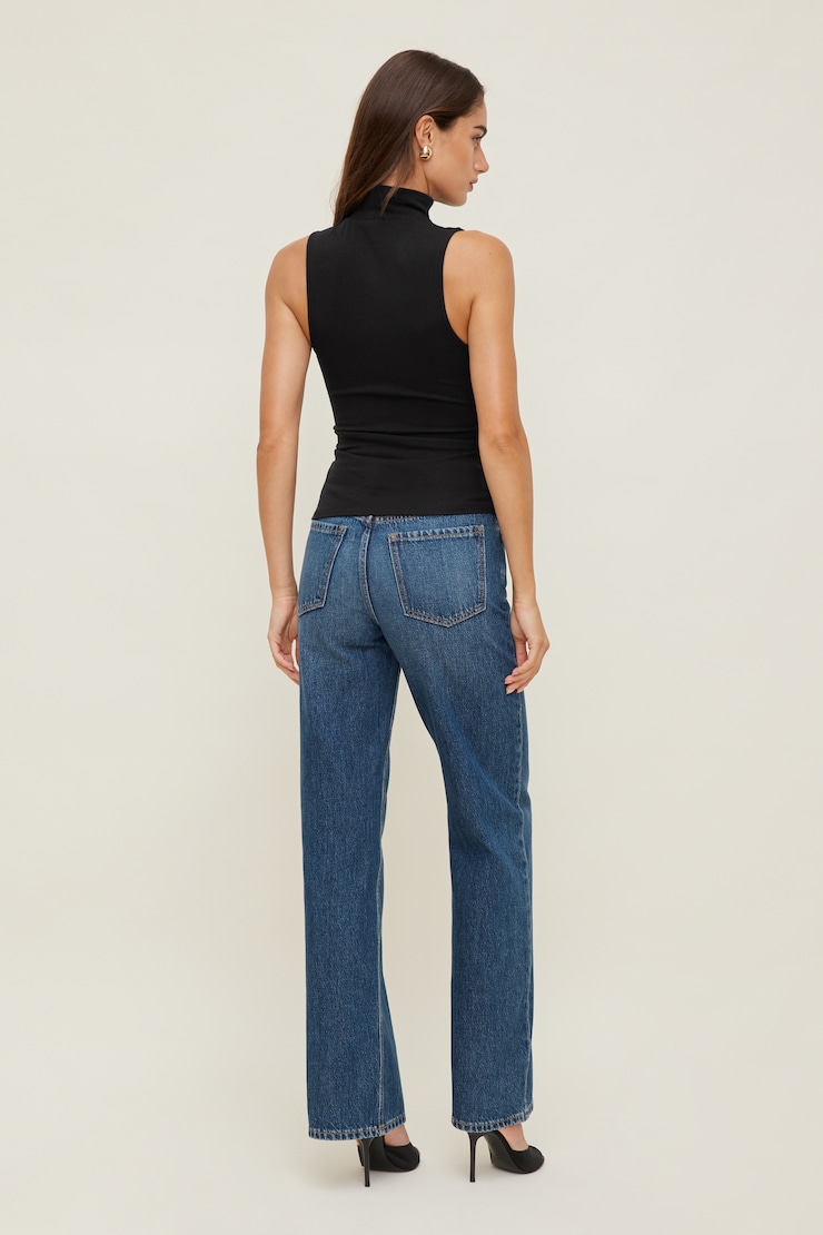 Sleeveless Turtleneck Top Jet Black large