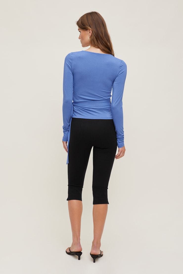 Wrap Long Sleeve Top Blue Bonnet large