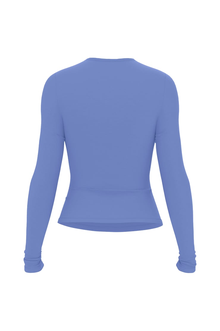 Baretouch Crewneck Long Sleeve Top, Blue Blush, large