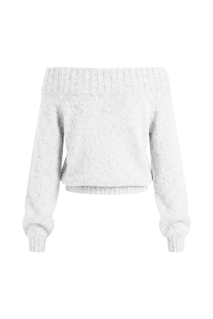 Undone Off Shoulder Sweater, Spring Grey Mix, large