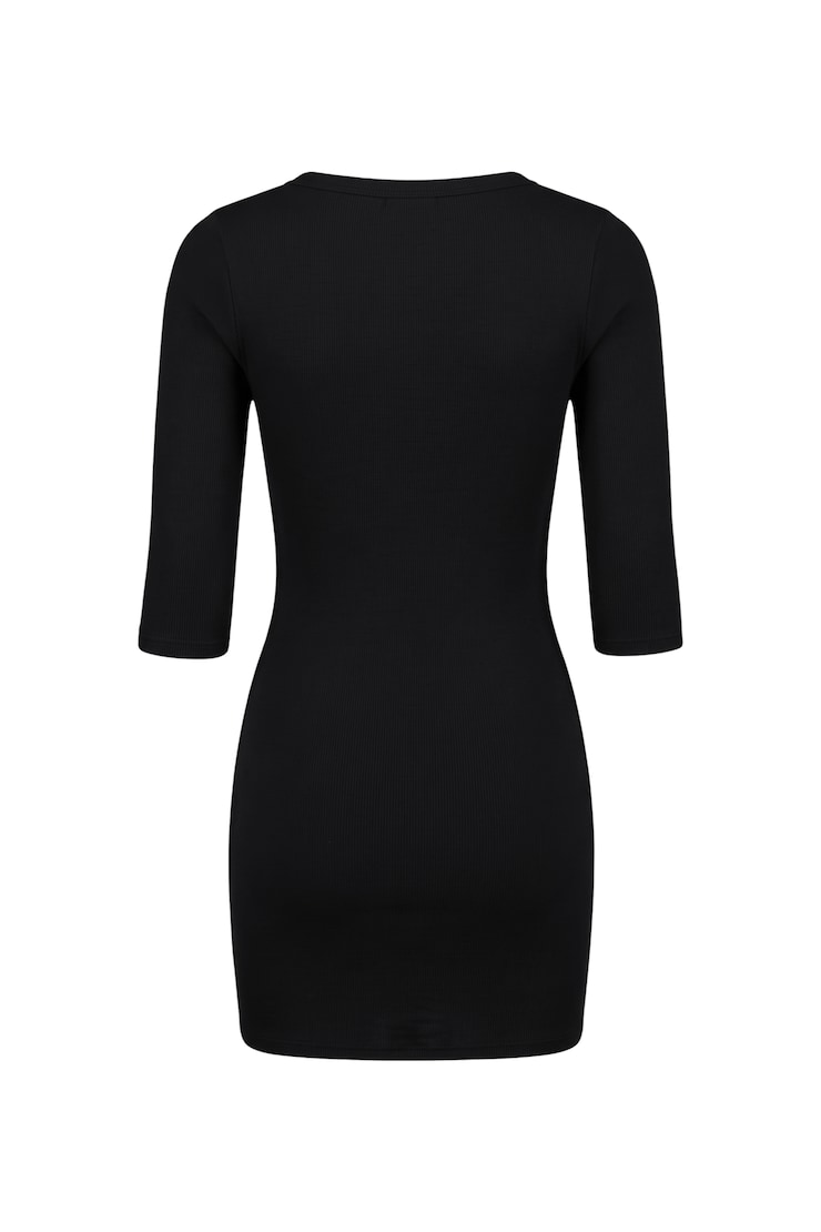 Surplice Wrap Mini Dress, Jet Black, large
