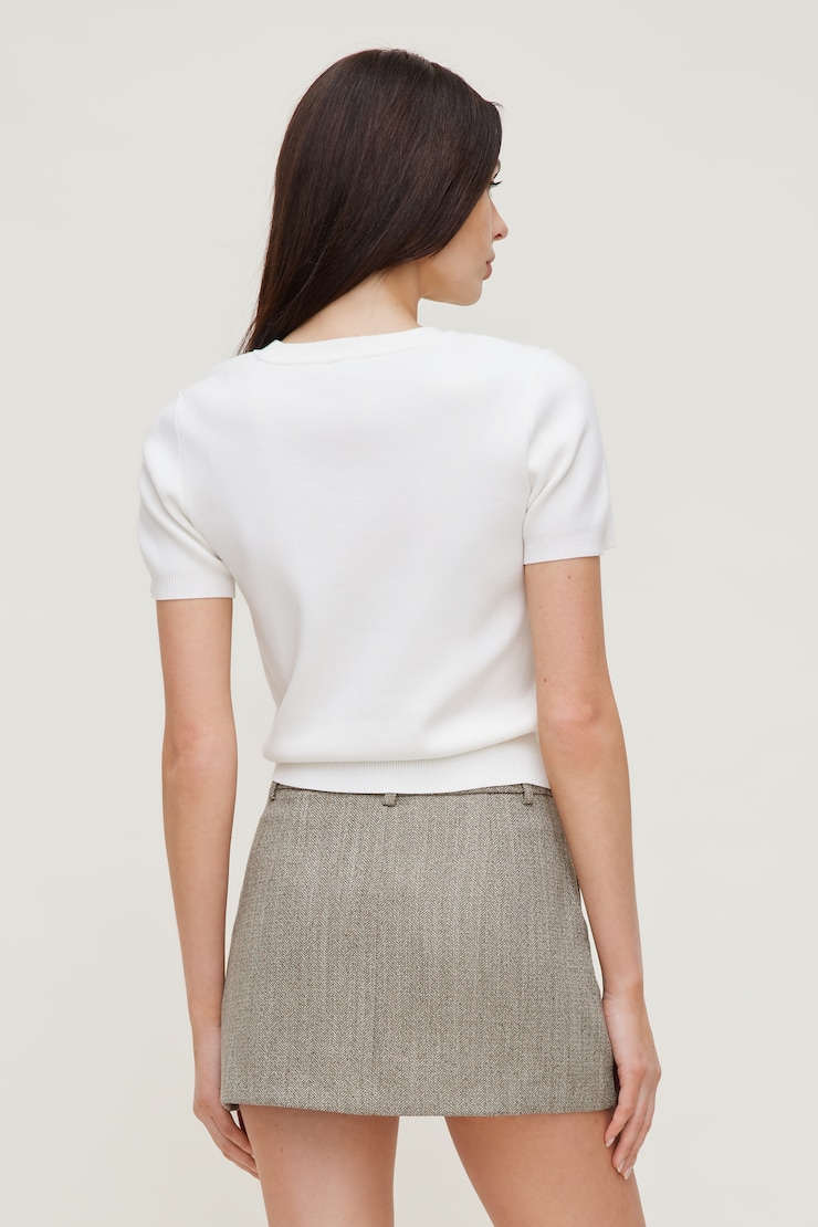 Clara Short Sleeve Sweater Snow White large