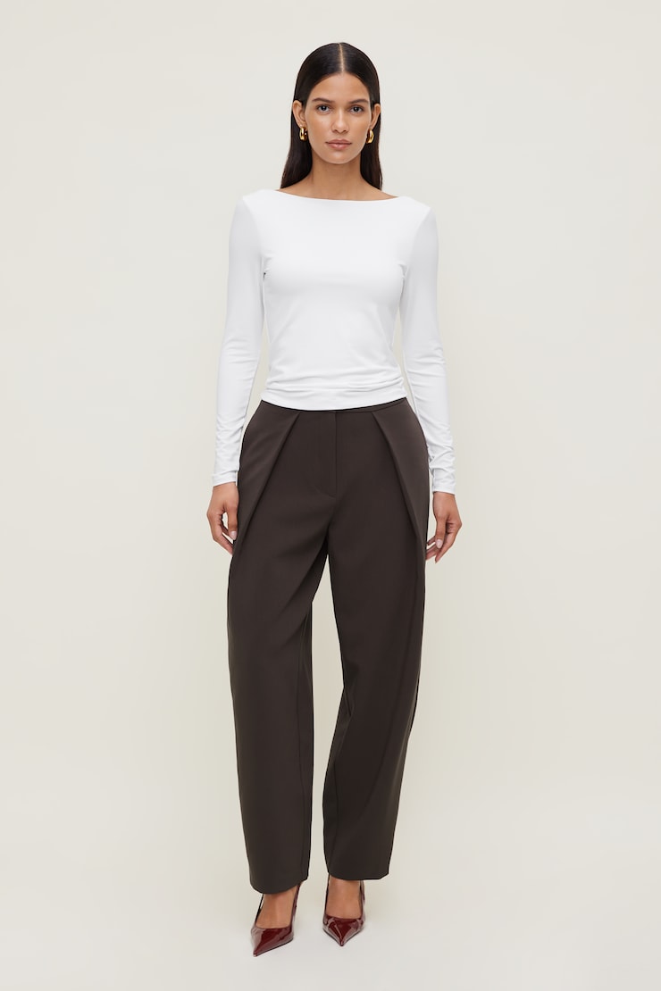 Nola Sculpt Long Sleeve Top Bright White large