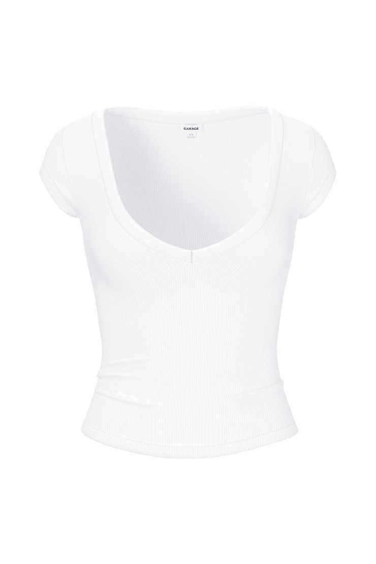 SnatchRib Deep V-Neck T-Shirt, Bright White, large