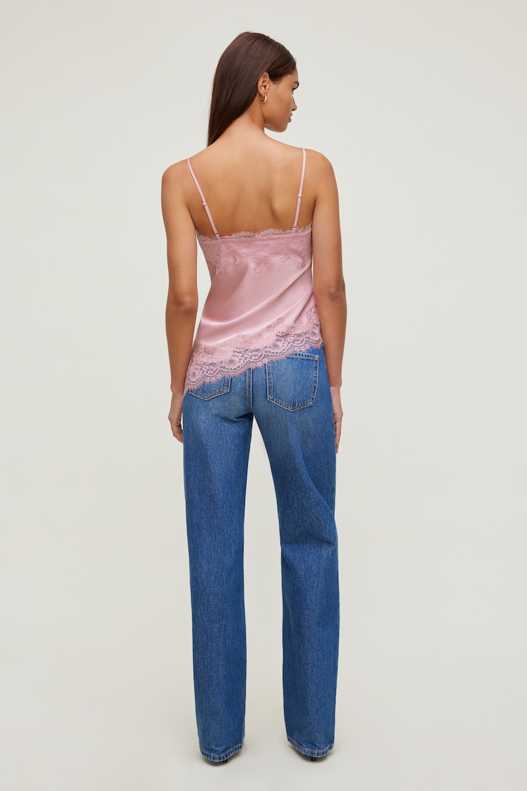 Cassie Asymmetric Lace Satin Cami Bleached Mauve Pink large
