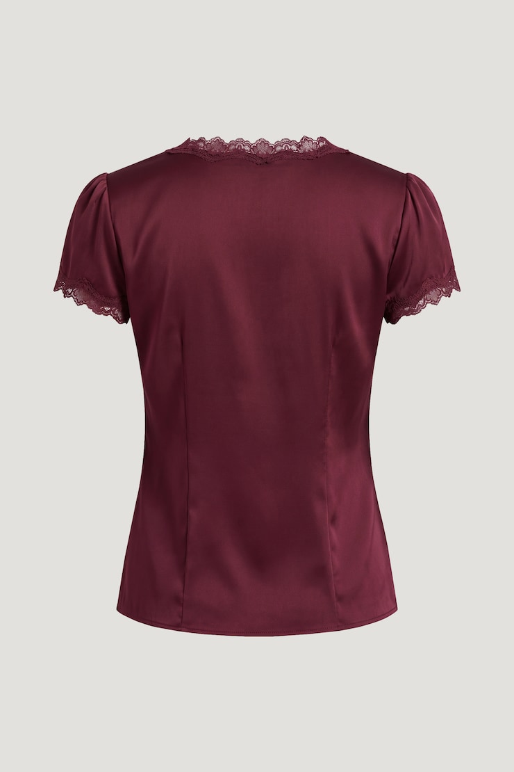 Blouse Anya en satin Bannière marron large