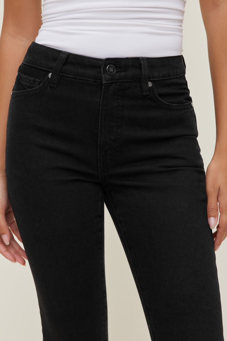 Stretch High Rise Slim Capri Jeans Dark Indigo / Smokey Black large