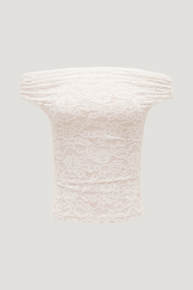Off Shoulder Lace Top Sea Salt Cream large