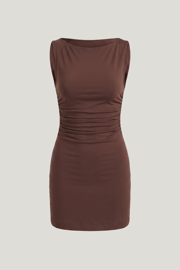 Katia Cotton Mini Dress Rum Raisin Burgundy large