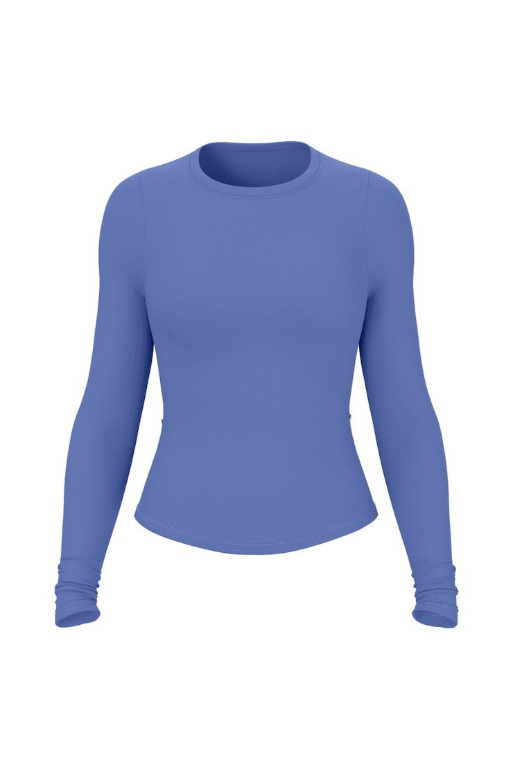 Sleek Crewneck Longsleeve Top, Blue Blush, large