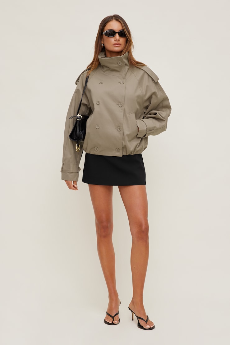 Siena Trench Bomber Jacket Desert Taupe Beige large