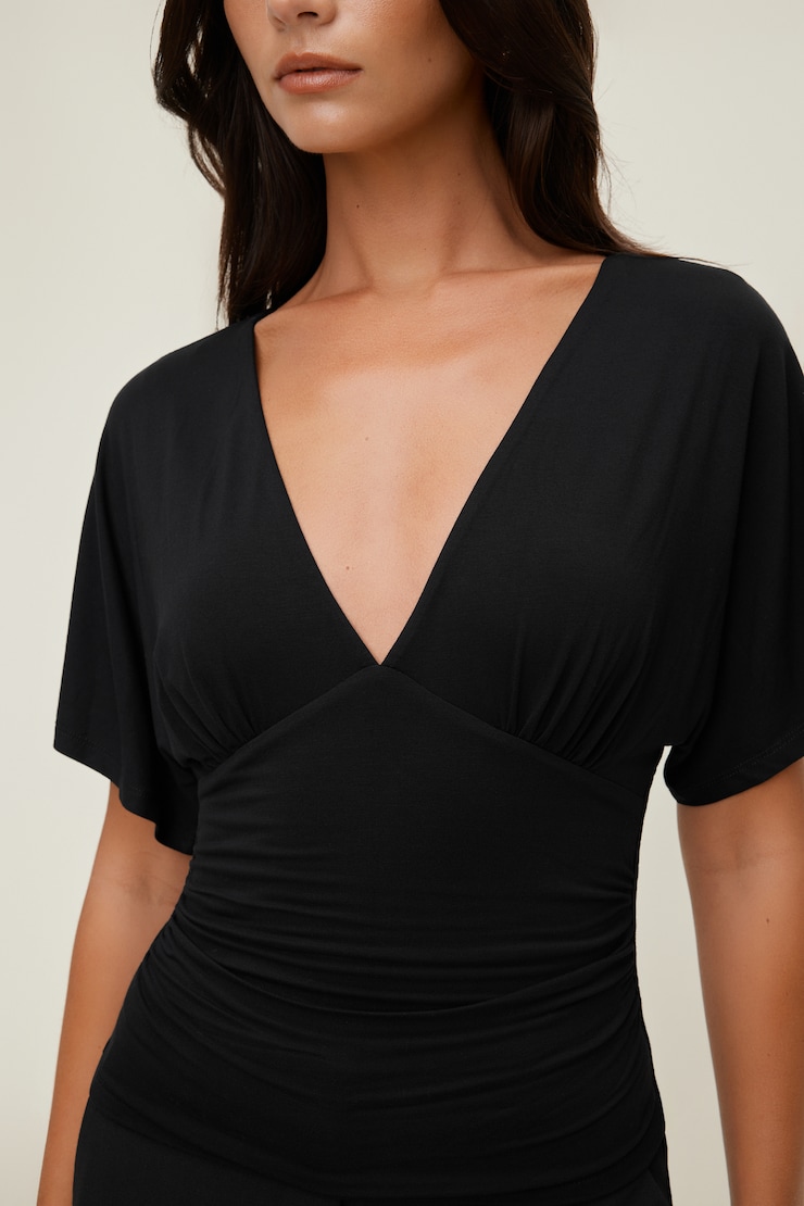Kenzie Flutter Sleeve Top Jet Black large