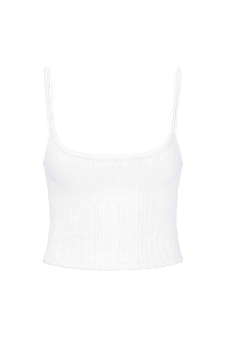Ribbed Scoop Cami Top, Bright White, large