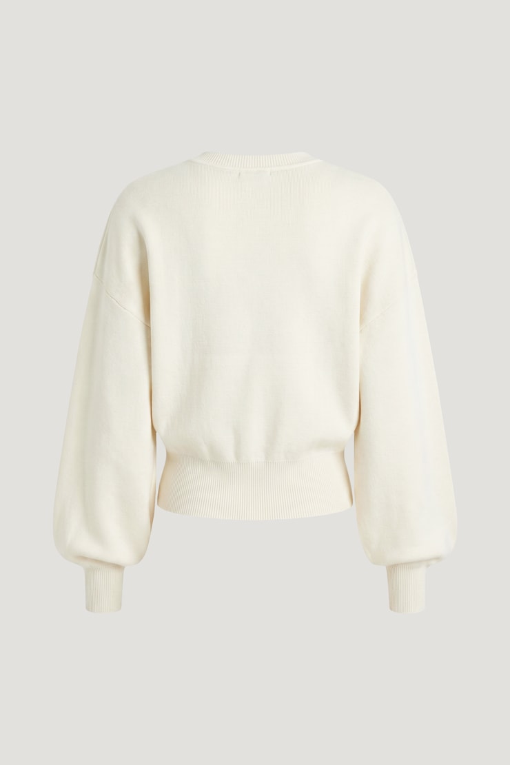 Cinched V Neck Sweater Snow White large