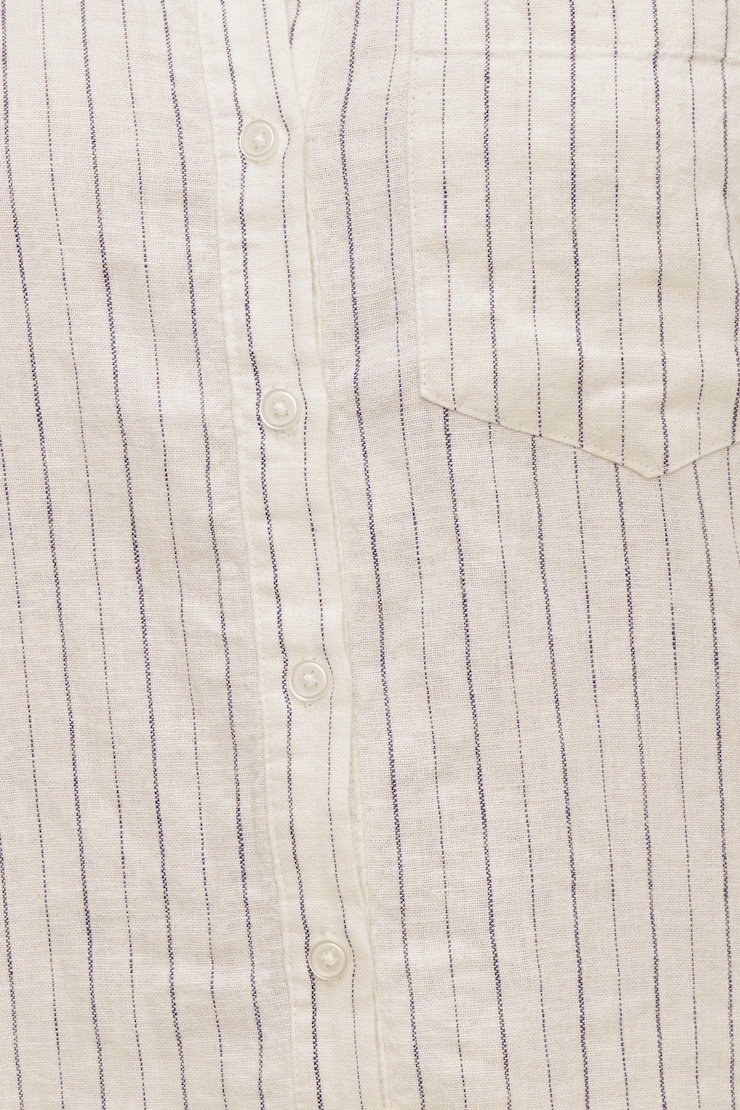Isla Oversized Linen Shirt White / Grey Stripes large