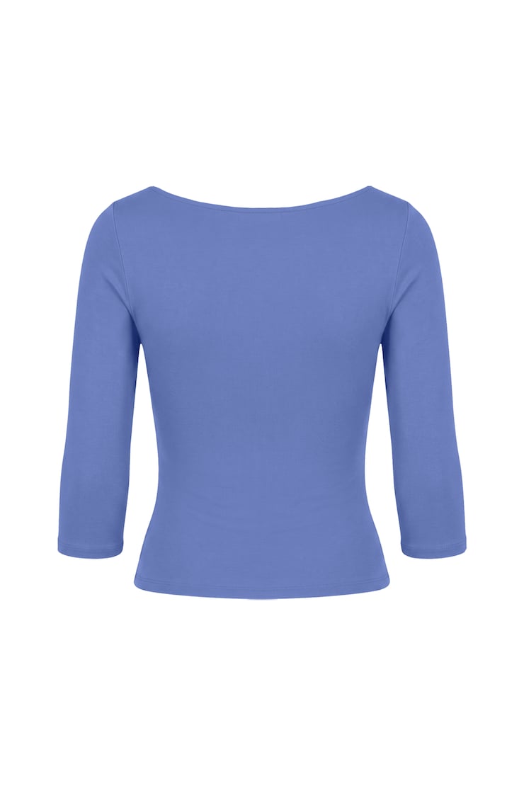 Sleek 3/4 Sleeve Boatneck Top, Blue Blush, large