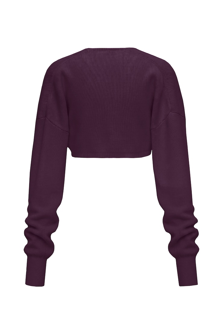 Long Sleeve Shrug Cardigan, Wild Berry Maroon, large