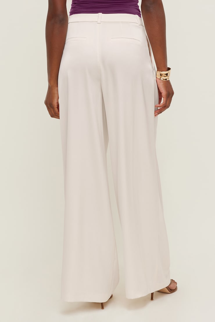 Satin Wide Leg Pants Sea Salt Cream large