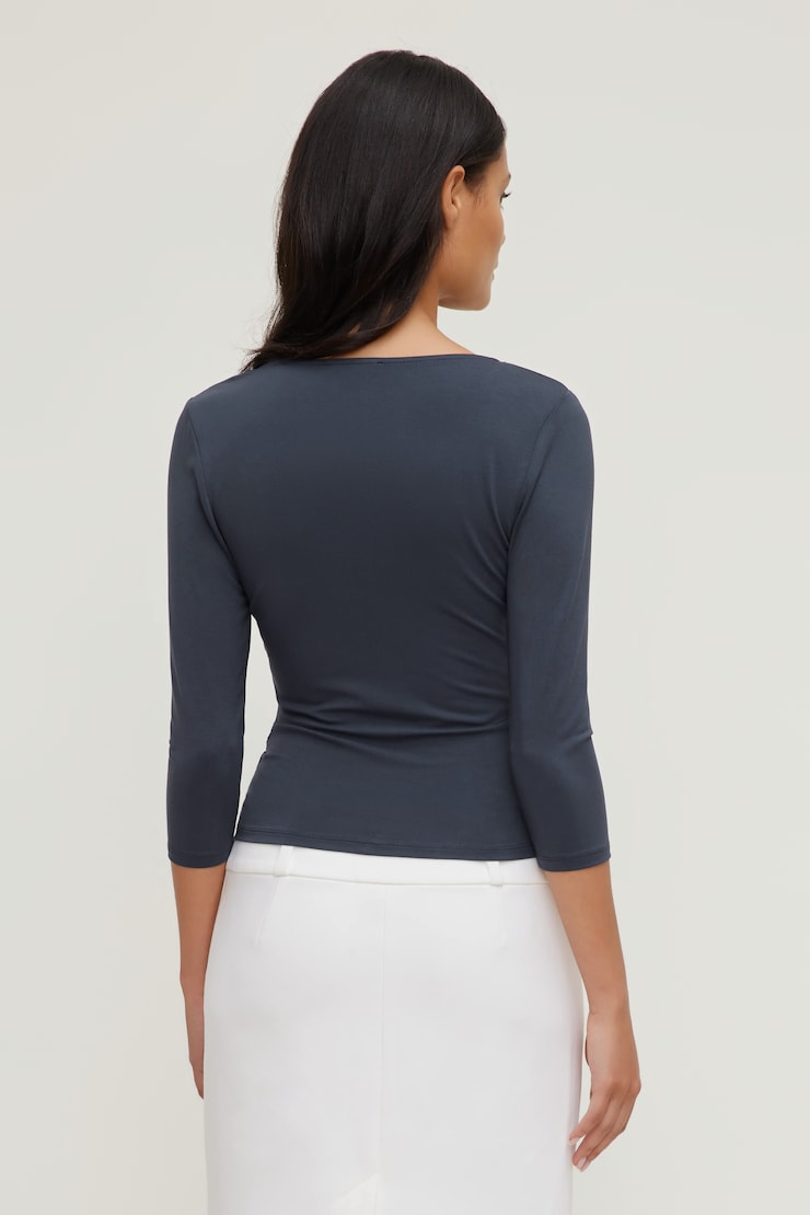 Morgan Plunge 3/4 Sleeve Top India Ink Grey large