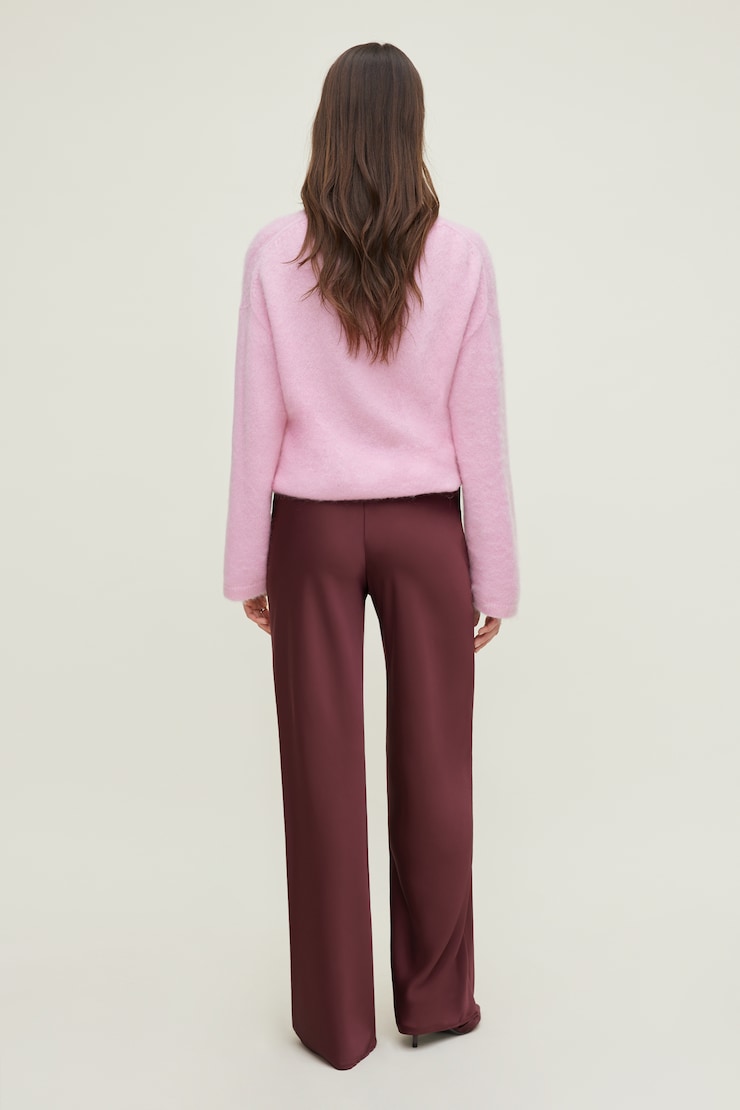 Izzy Wide Leg Satin Pants Zinfandel Burgundy large