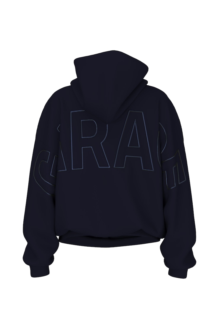 UltraFleece Hoodie, Naughty Navy Blue with "GARAGE" Art, large