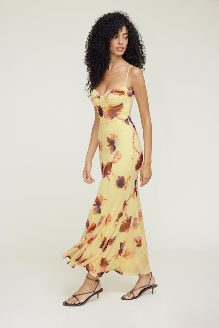Monet Mesh Maxi Dress Golden Meadow Yellow large