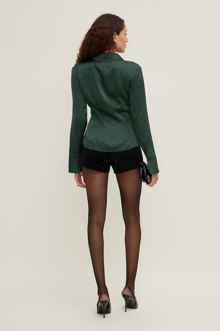 Kyra Satin Shirt Darkest Spruce Green large