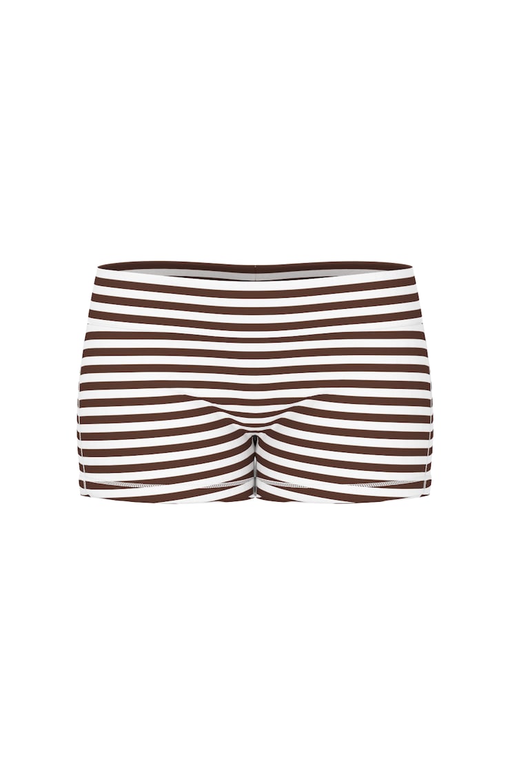 StretchTerry™ Cheeky Shorts, Brown/White Stripes, large