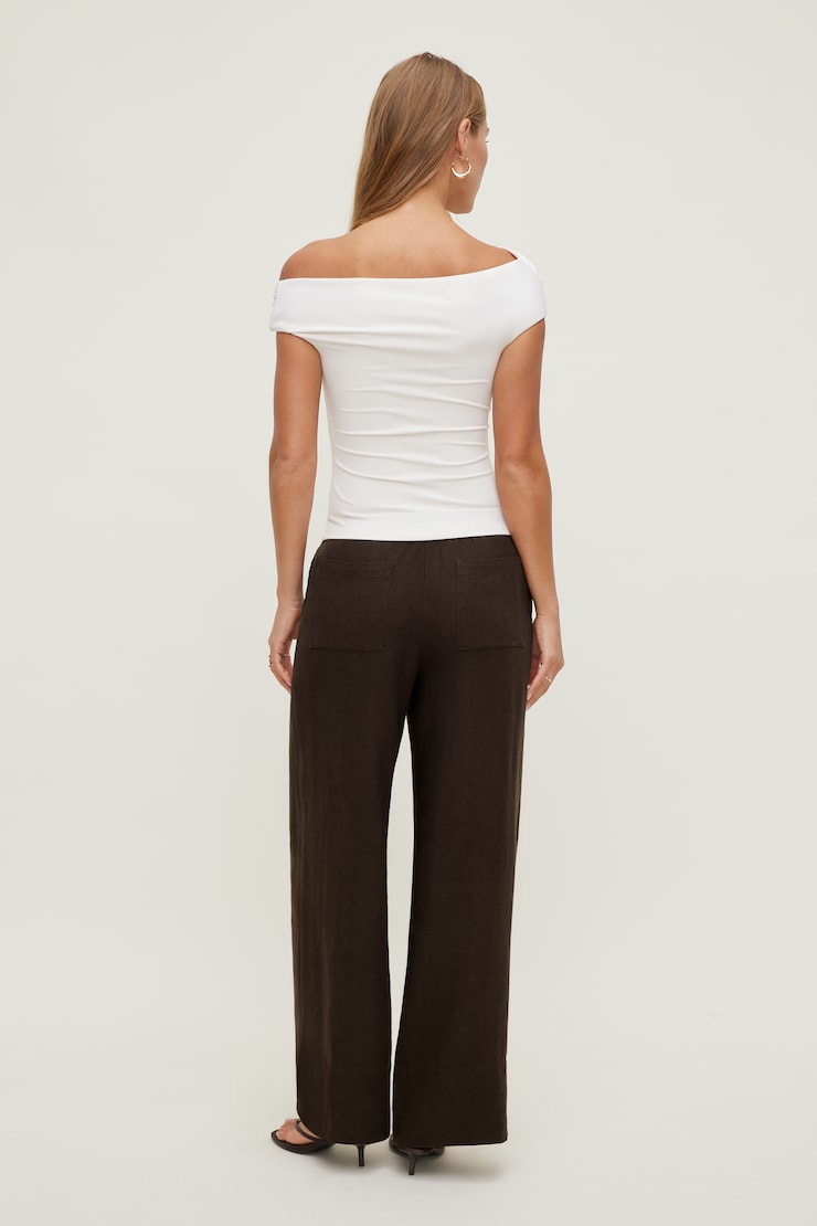 Leo Linen Wide Leg Pants Linen Java Brown large