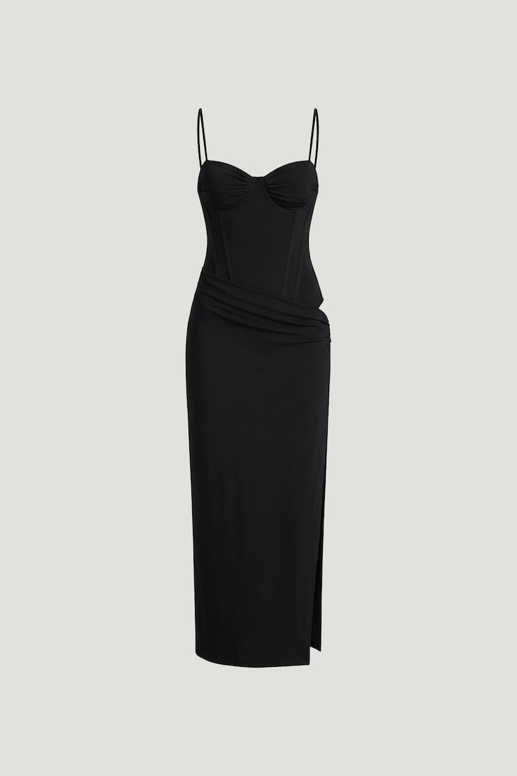 Peekaboo Bustier Maxi Dress Jet Black large