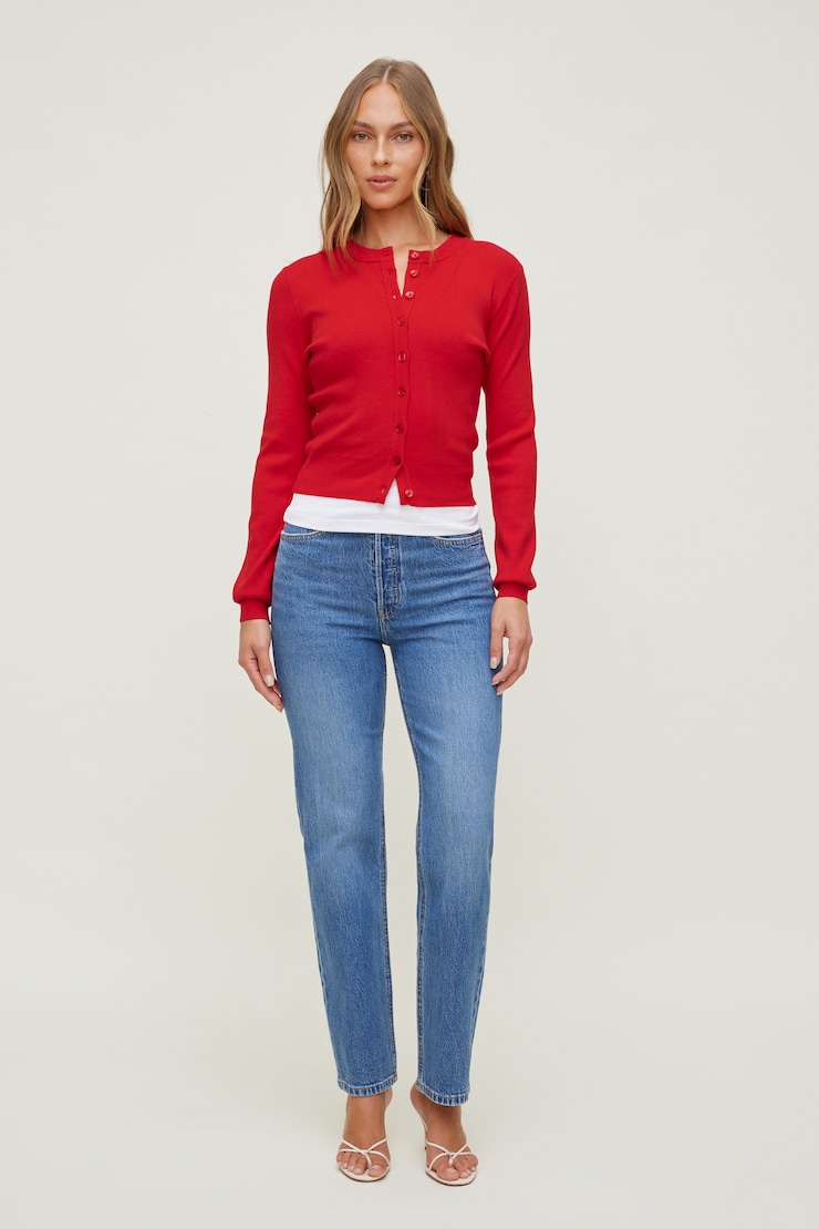 Rebecca Crewneck Cardigan High Risk Red large