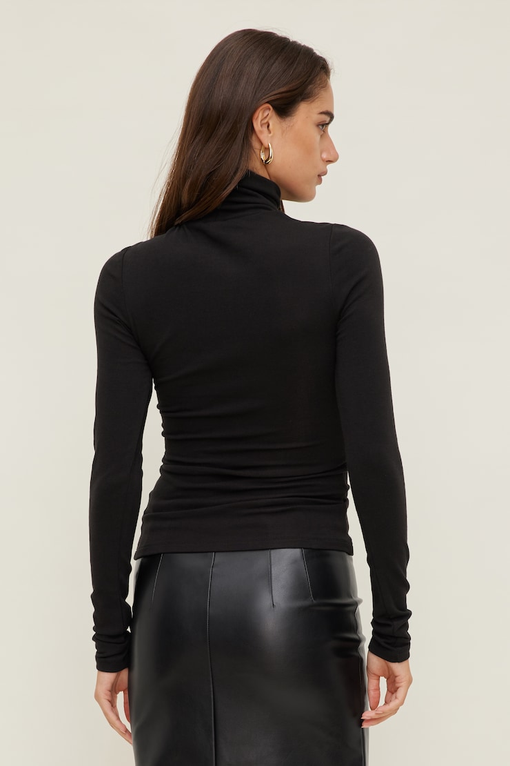 Fitted Turtleneck Top Jet Black large